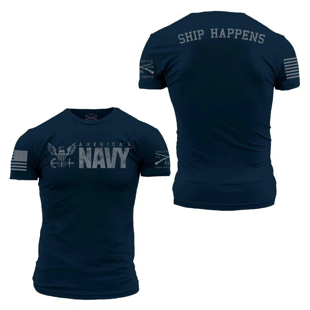 GRUNT STYLE SHIP HAPPENS T-SHIRT-NAVY