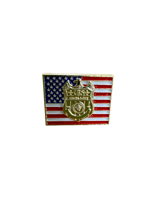 NCIS S/A BADGE FLAG TIE PIN-GOLD/MULTI