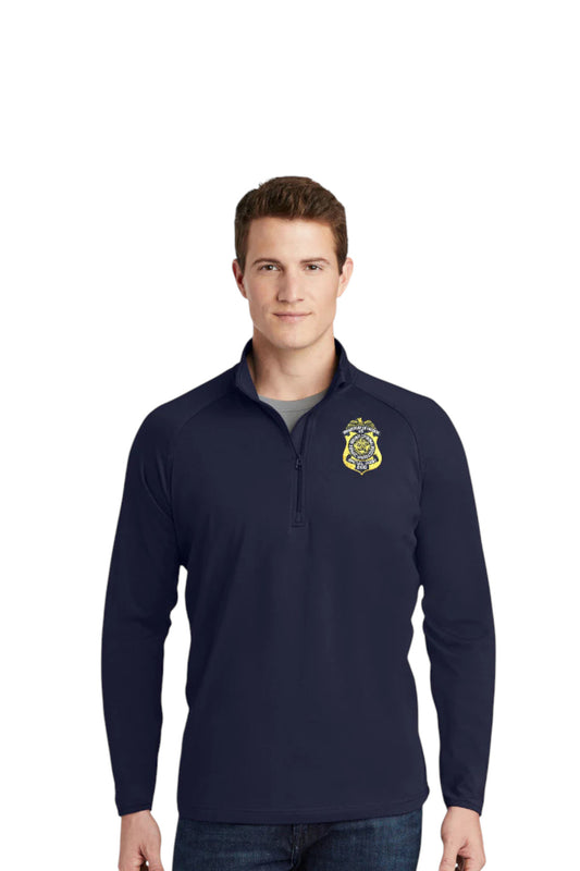 MEN'S DCIS S/A BADGE SPORT TEK SPORT WICK STRETCH 1/2 ZIP PULLOVER-ST850