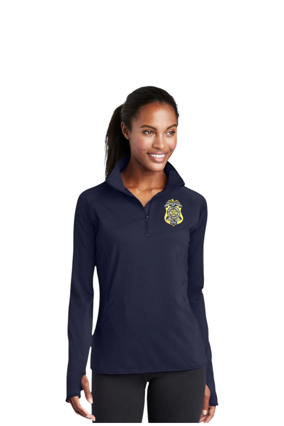 WOMEN'S DCIS S/A BADGE SPORT TEK SPORT WICK STRETCH 1/2 ZIP PULLOVER-LST850