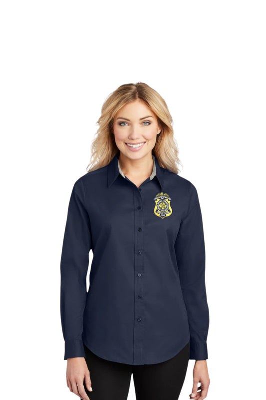 WOMEN'S DCIS S/A BADGE BUTTON UP DRESS SHIRT-L608