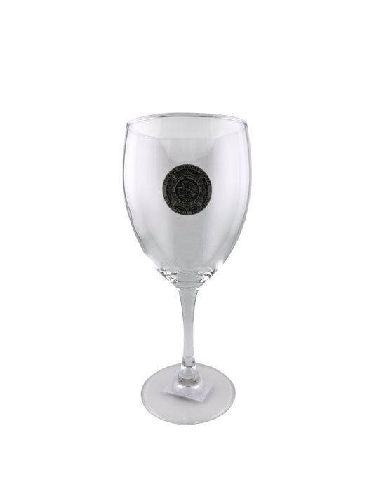 BOP WINE GLASS WITH PEWTER BADGE