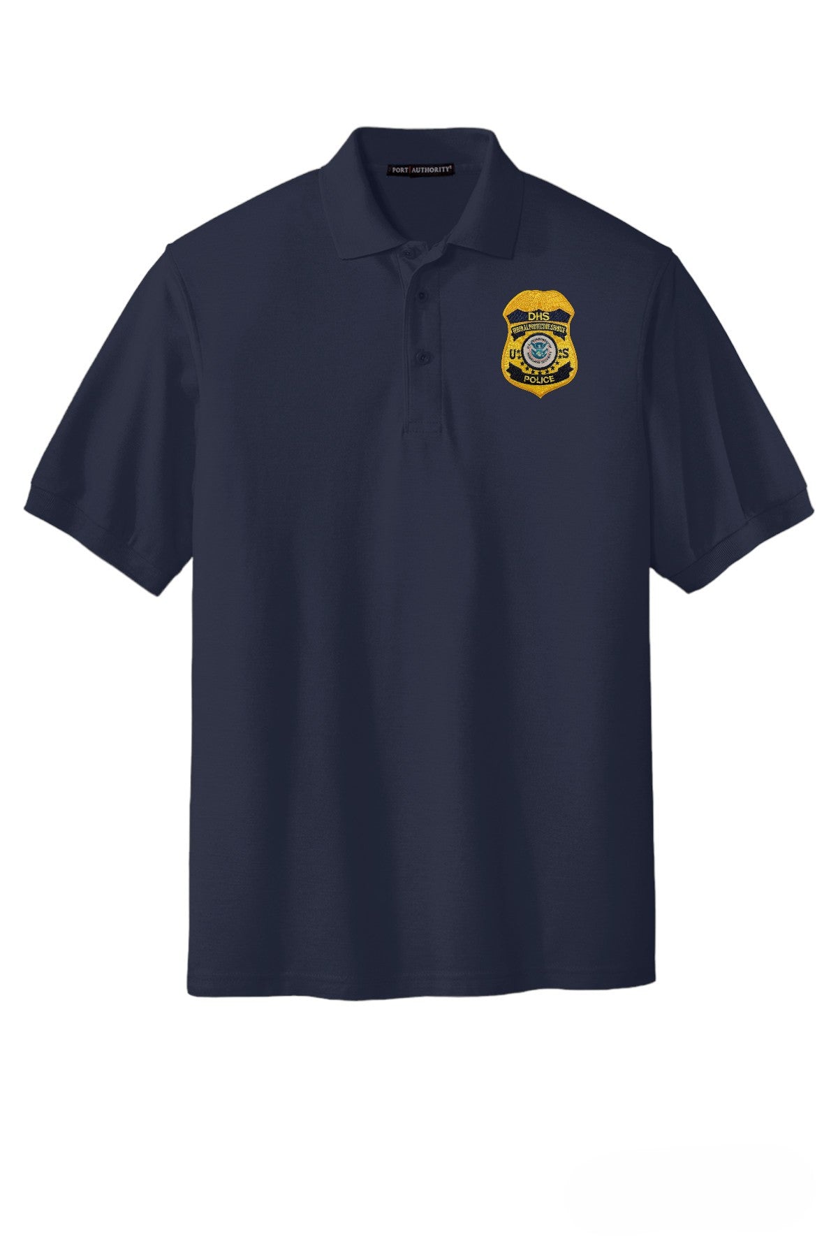 WOMEN'S NAVY DHS FPS POLO SHIRT WITH BADGE-L500