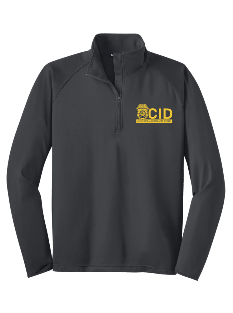 MEN'S ARMY CID-SPECIAL AGENT PRINTED LOGO SPORT WICK STRETCH 1/2 ZIP PULLOVER-ST850