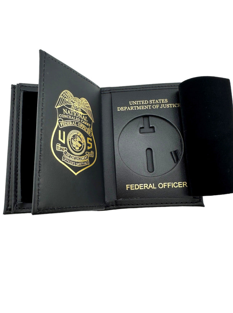 BOP BADGE WALLET 125-A USDOJ/FED-BLACK – Sally's Cop Shop