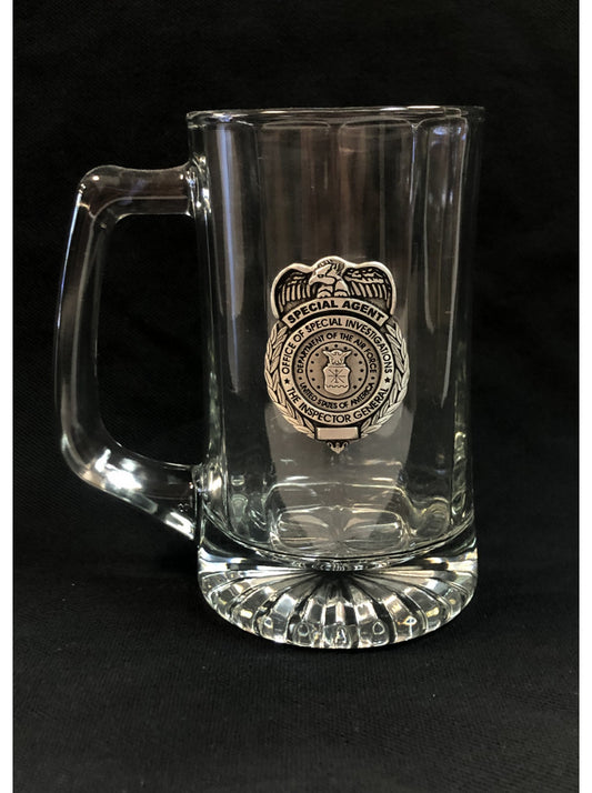 AFOSI BEER MUG W/ PEWTER BADGE