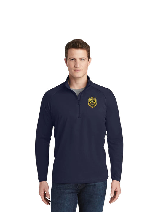 MEN'S NCIS SPECIAL AGENT BADGE ON SPORT TEK SPORT WICK STRETCH 1/2 ZIP PULLOVER-ST850