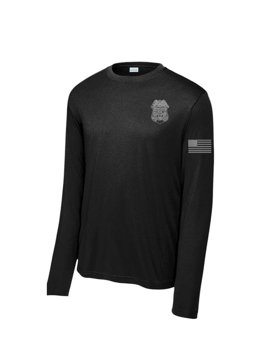 IRS RAID MOISTURE WICKING LONGSLEEVE T-SHIRT-BLACK/GREY INK-ST350LS