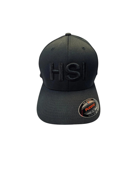 HSI BLACKOUT LETTERS ON BLACK FLEX FIT HAT